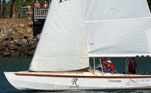 Zoe Auty steers Solitaire across the start for Lady Skippers Day. Zoe Auty steers Solitaire across the start for Lady Skippers Day.
